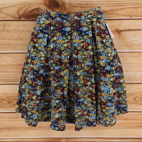 LuLaRoe Dresses & Skirts - LuLaRoe | XS Pleated Madison Floral Skirt | Black, Yellow, Red, Blue | NWT